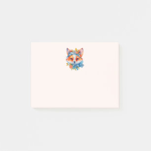Cute Orange Fox with Floral Crown Post-it Notes
