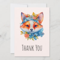 Cute Orange Fox with Floral Crown