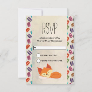 Cute Orange Fox with Wreath Birthday RSVP Invitation