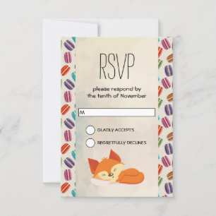 Cute Orange Fox with Wreath Birthday RSVP Invitation