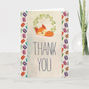 Cute Orange Fox with Wreath Thank You Card