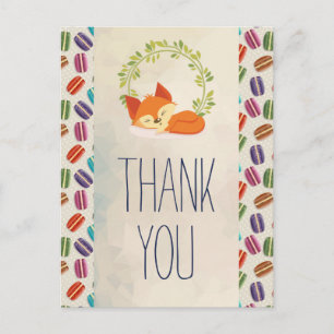 Cute Orange Fox with Wreath Thank You Postcard