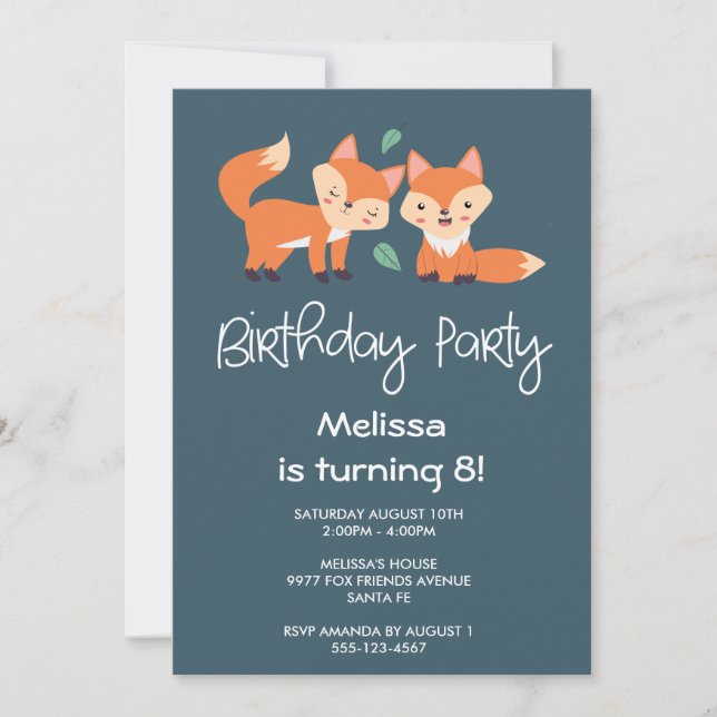 Cute Orange Foxes Birthday (Front)