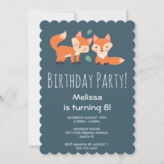 Cute Orange Foxes Birthday (Front)