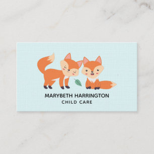 Cute Orange Foxes Graphic Illustration Business Card