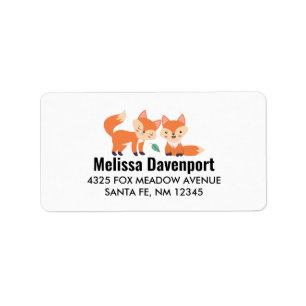 Cute Orange Foxes Graphic Illustration Label