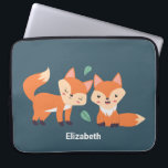 Cute Orange Foxes Graphic Illustration Laptop Sleeve<br><div class="desc">Personalised laptop sleeve with a graphic illustration of 2 orange foxes looking cute and happy.</div>
