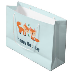 Cute Orange Foxes Graphic Illustration Large Gift Bag