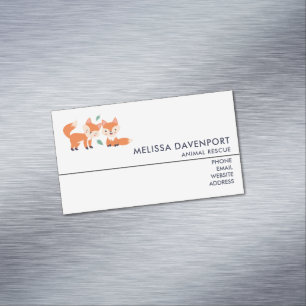 Cute Orange Foxes Graphic Illustration Magnetic Business Card