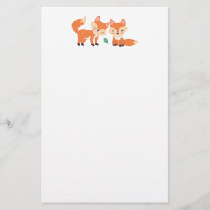 Cute Orange Foxes Graphic Illustration Stationery
