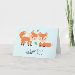 Cute Orange Foxes Graphic Illustration Thank You Card