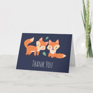 Cute Orange Foxes Graphic Illustration Thank You Card