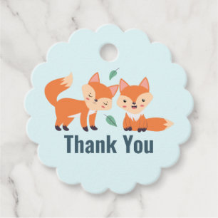 Cute Orange Foxes Graphic Illustration Thank You Favour Tags