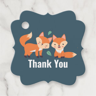 Cute Orange Foxes Graphic Illustration Thank You Favour Tags