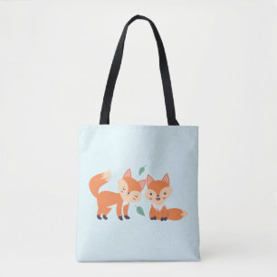 Cute Orange Foxes Graphic Illustration Tote Bag