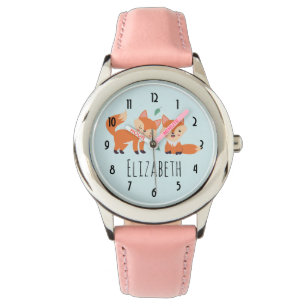 Cute Orange Foxes Graphic Illustration Watch