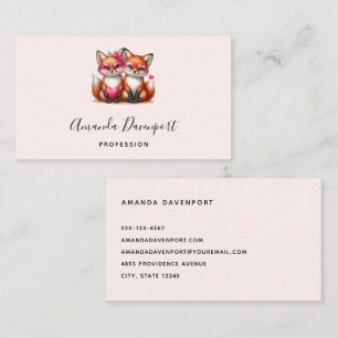Cute Orange Foxes in Love Business Card