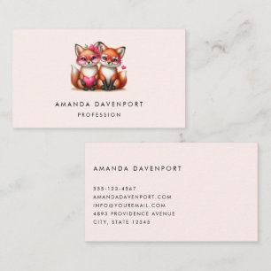  Cute Orange Foxes in Love Business Card