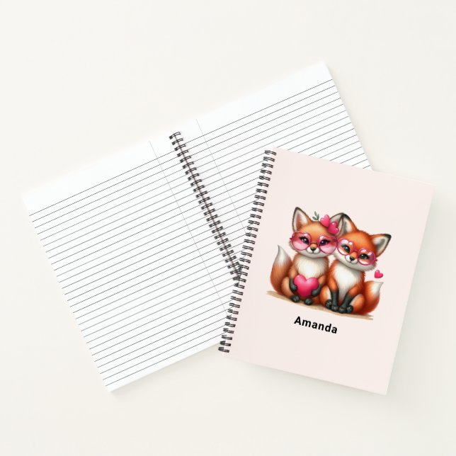 Cute Orange Foxes in Love Notebook (Inside)