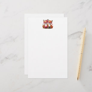Cute Orange Foxes in Love Stationery