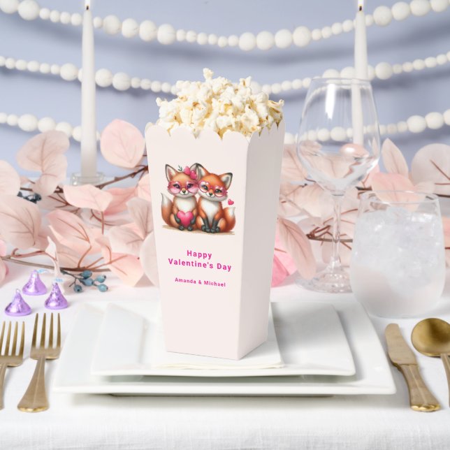 Cute Orange Foxes in Love Valentine's Day Favour Box (Wedding)