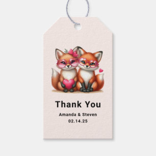 Cute Orange Foxes in Love Valentine's Thank You Gift Tags