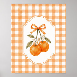 Cute Orange Fruit Vintage Cherry Cottagecore Wall Poster