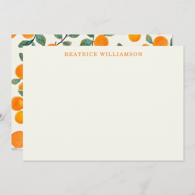 Cute Orange Fruit Watercolor Pattern Personalised Card (Front/Back)