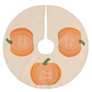 Cute Orange Gender Neutral Pumpkin 1st Christmas Brushed Polyester Tree Skirt