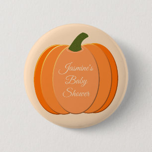 Cute Orange Gender Neutral Pumpkin Baby Shower 6 Cm Round Badge