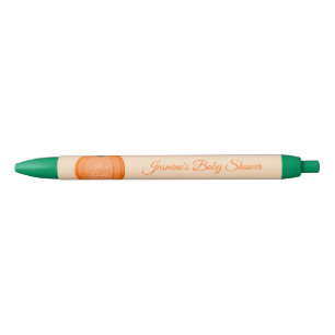 Cute Orange Gender Neutral Pumpkin Baby Shower Black Ink Pen