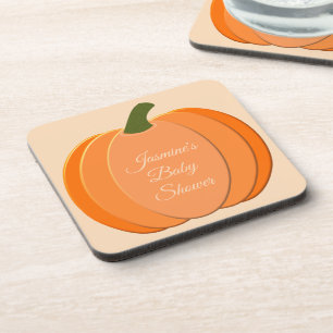 Cute Orange Gender Neutral Pumpkin Baby Shower Coaster