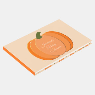 Cute Orange Gender Neutral Pumpkin Baby Shower Guest Book