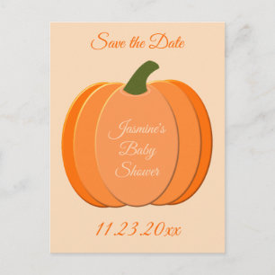 Cute Orange Gender Neutral Pumpkin Baby Shower Postcard