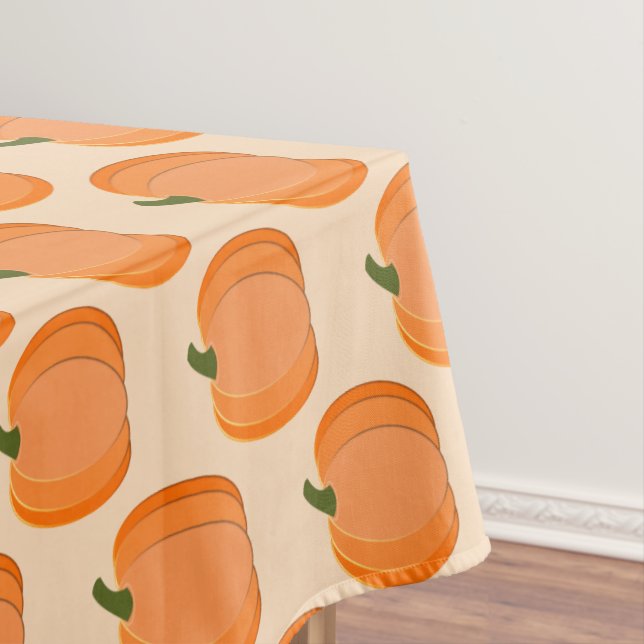 Cute Orange Gender Neutral Pumpkin Baby Shower Tablecloth (In Situ)