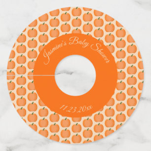 Cute Orange Gender Neutral Pumpkin Baby Shower Wine Glass Tag