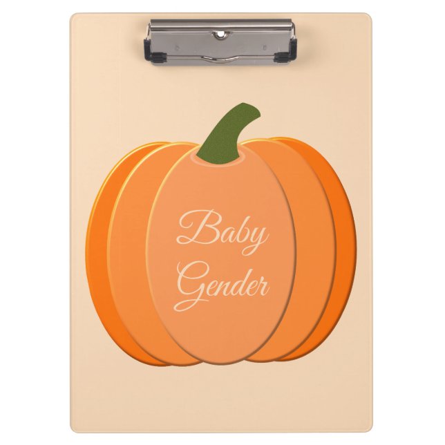 Cute Orange Gender Neutral Pumpkin Custom Clipboard (Front)