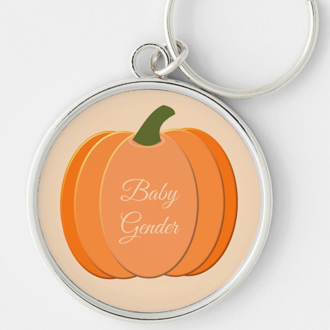 Cute Orange Gender Neutral Pumpkin Custom Key Ring (Front)