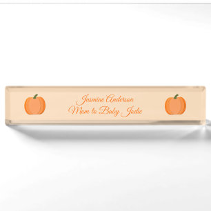 Cute Orange Gender Neutral Pumpkin Custom Nameplate