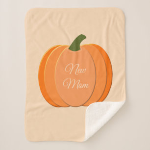 Cute Orange Gender Neutral Pumpkin Custom New Mum Sherpa Blanket