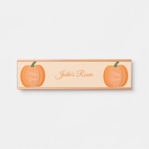Cute Orange Gender Neutral Pumpkin Custom Nursery Door Sign