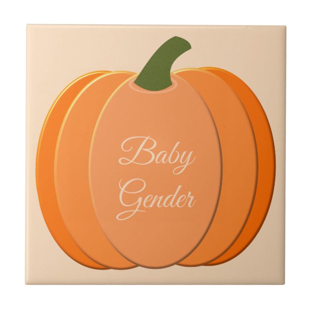 Cute Orange Gender Neutral Pumpkin Custom Tile (Front)