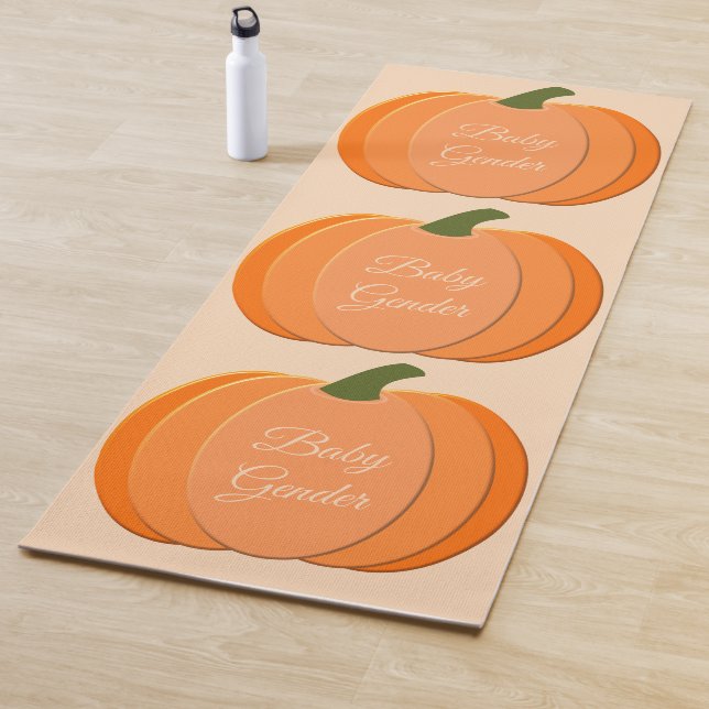 Cute Orange Gender Neutral Pumpkin Custom Yoga Mat (In Situ)