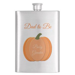 Cute Orange Gender Neutral Pumpkin Dad to Be Hip Flask