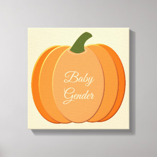 Cute Orange Gender Neutral Pumpkin Gender Reveal Canvas Print