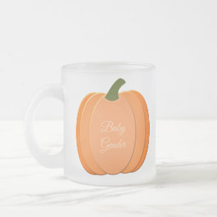 Cute Orange Gender Neutral Pumpkin Gender Reveal Frosted Glass Coffee Mug
