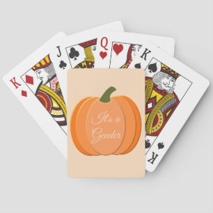 Cute Orange Gender Neutral Pumpkin Gender Reveal Playing Cards