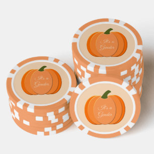 Cute Orange Gender Neutral Pumpkin Gender Reveal Poker Chips