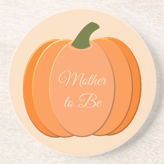 Cute Orange Gender Neutral Pumpkin Mother to be Coaster (Front)