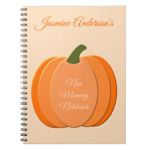 Cute Orange Gender Neutral Pumpkin New Mum Custom Notebook